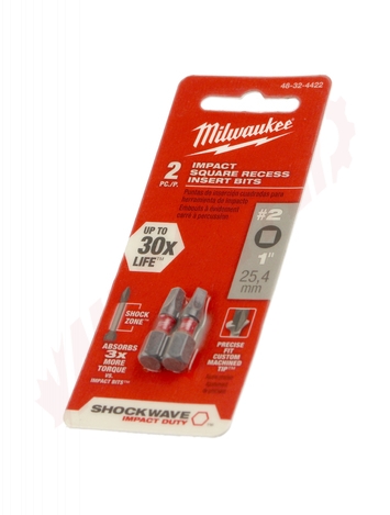 Photo 2 of 48-32-4422 : Milwaukee 2-Piece #2 Square Recess Shockwave 1 Bits