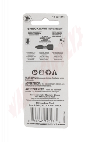 Photo 4 of 48-32-4444 : Milwaukee 2-Piece #2 Phillips Shockwave 1 Reduced Diameter Drywall Bits