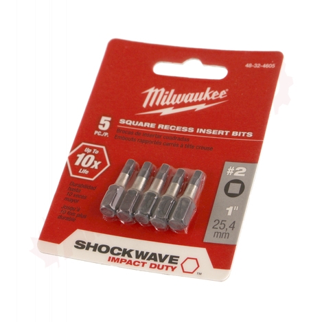 Photo 2 of 48-32-4605 : Milwaukee 5-Piece #2 Square Recess Shockwave 1 Bits