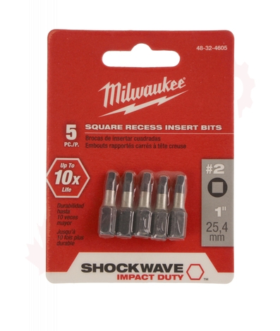 Photo 3 of 48-32-4605 : Milwaukee 5-Piece #2 Square Recess Shockwave 1 Bits
