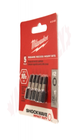 Photo 5 of 48-32-4605 : Milwaukee 5-Piece #2 Square Recess Shockwave 1 Bits