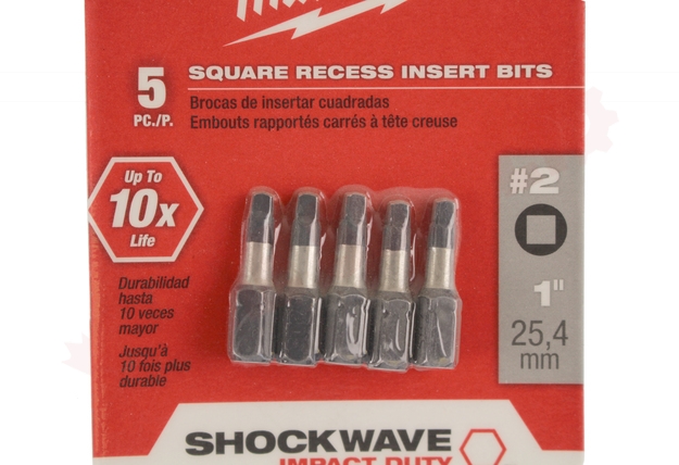 Photo 6 of 48-32-4605 : Milwaukee 5-Piece #2 Square Recess Shockwave 1 Bits