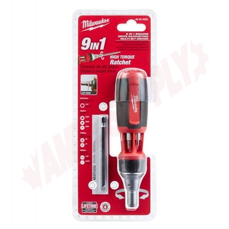 Photo 2 of 48-22-2322 : Milwaukee 9-in-1 Square Drive Ratcheting Multi-Bit Driver