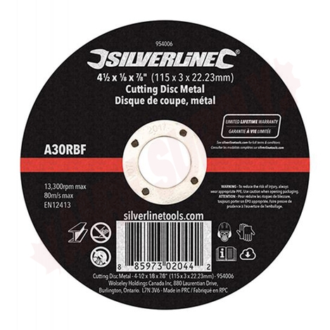 Photo 1 of 954006 : Silverline Cutting Disc, Metal, 4-1/2