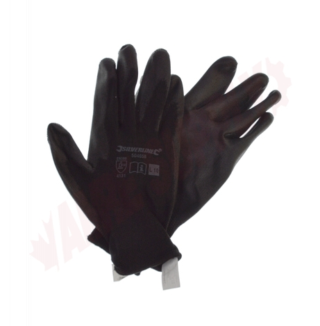 Photo 1 of 504658 : Silverline Poly-Coated Palm Gloves, Black, Large