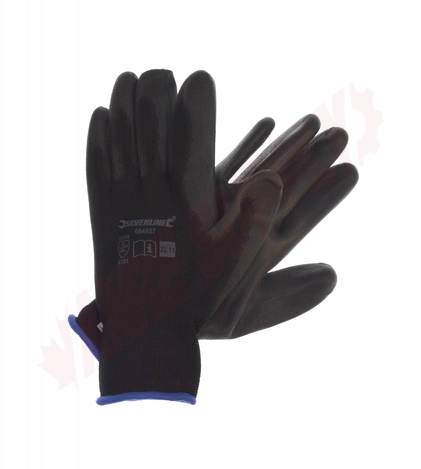 Photo 1 of 684837 : Silverline Poly-Coated Palm Gloves, Black, Extra Large