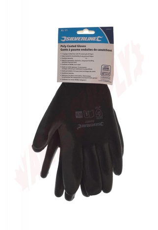Photo 2 of 684837 : Silverline Poly-Coated Palm Gloves, Black, Extra Large