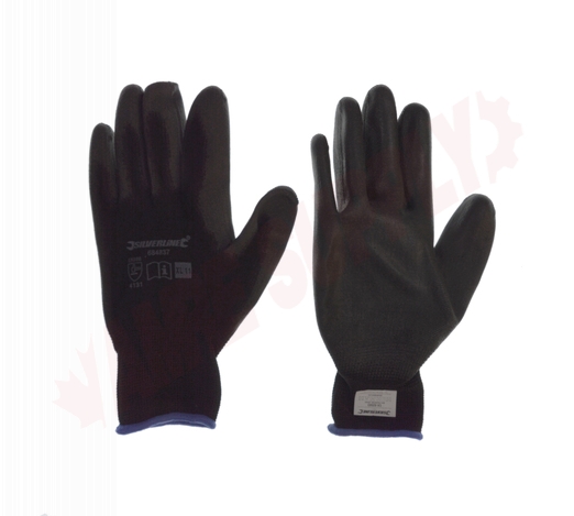 Photo 3 of 684837 : Silverline Poly-Coated Palm Gloves, Black, Extra Large