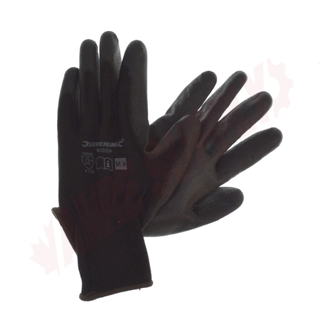 Photo 1 of 933554 : Silverline Poly-Coated Palm Gloves, Black, Medium
