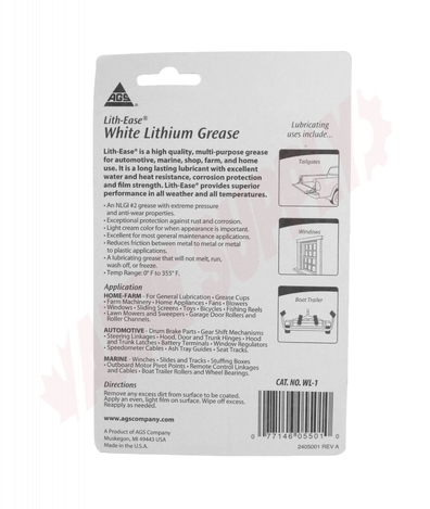Photo 3 of 17-130 : AGS 17-130 Lith-Ease White Lithium Grease, 1.25oz