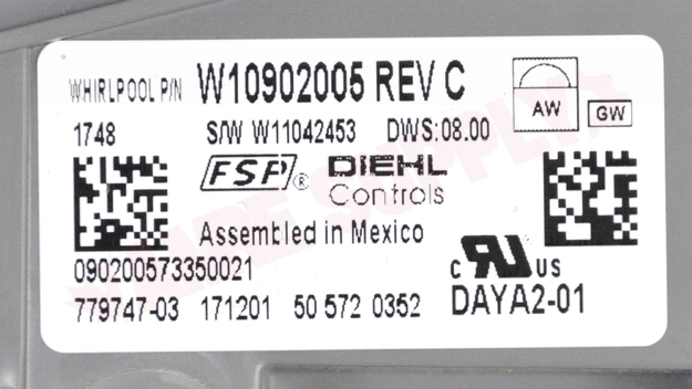 Photo 8 of W11305293 : Whirlpool Dishwasher Electronic Control Board