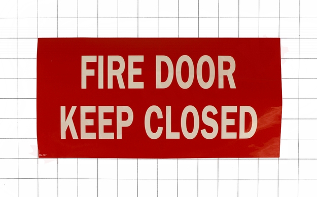 Photo 3 of BL167 : Brooks Fire Door Keep Closed Sign, Self-Adhesive, 12 x 6