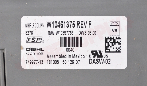 Photo 11 of W10473197 : Whirlpool Dishwasher Electronic Control Board