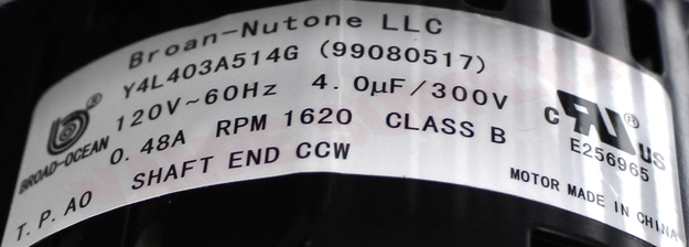 Photo 13 of S97015157 : Broan Nutone Exhaust Fan Motor & Housing Blower Kit