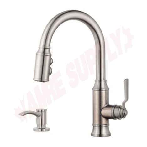 Photo 1 of F-529-7BCSE : Pfister Breckenridge Pull-Down Kitchen Faucet, with Soap Dispenser, Stainless Steel