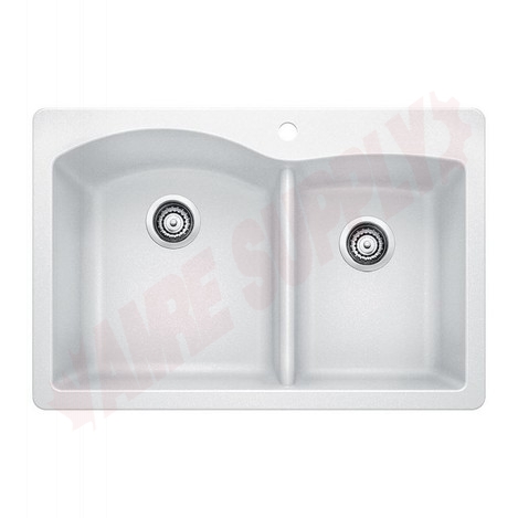 Photo 1 of 400059 : Blanco Diamond 1-3/4 Drop-In Kitchen Sink, 2 Bowls, 1 Hole, Granite, White