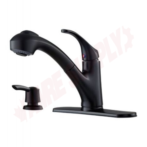 Photo 2 of F-WKP-701B : Pfister Shelton Pull-Out Kitchen Faucet, with Soap Dispenser, Matte Black