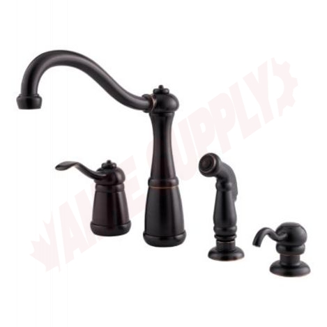 Photo 1 of LG26-4NYY : Pfister Marielle Single Handle Kitchen Faucet, Side Spray, Soap Dispenser, Tuscan Bronze