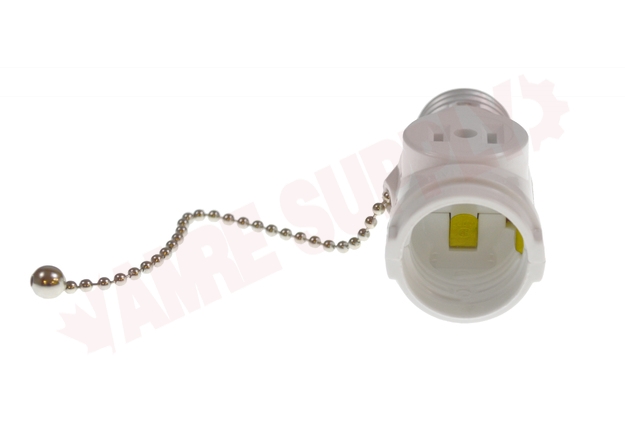 Photo 6 of 1406-W : Leviton Pull Chain Lampholder With 2 Outlets, Current Tap