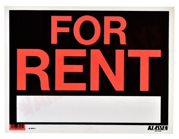 Photo 1 of 1174797 : Klassen For Rent Sign, Red & Black, 12 x 16