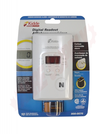 Photo 2 of 900-0076-05 : Kidde Plug In Carbon Monoxide Alarm With Digital Display, Battery Backup