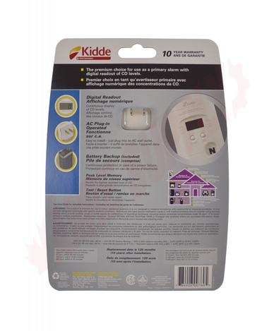 Photo 9 of 900-0076-05 : Kidde Plug In Carbon Monoxide Alarm With Digital Display, Battery Backup