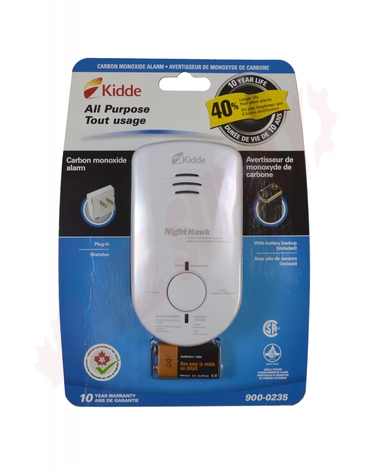Photo 2 of 900-0235 : Kidde Plug In Carbon Monoxide Alarm, Battery Backup