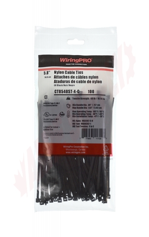 Photo 3 of CT0540ST-X-C : WiringPro 5.8 40lb Cable Tie, Black, 100/Package