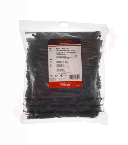 Photo 3 of CT0750ST-X-M : WiringPro 7.5 50lb Cable Tie, Black, 1000/Package