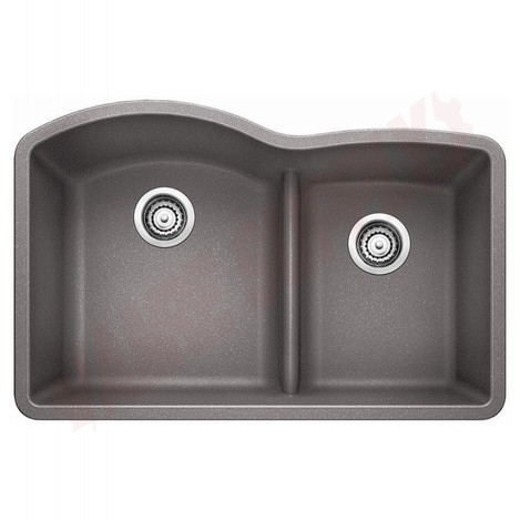 Photo 1 of 401664 : Blanco Diamond U 1-3/4 Low Divide Undermount Kitchen Sink, 2 Bowls, Granite, Metallic Gray