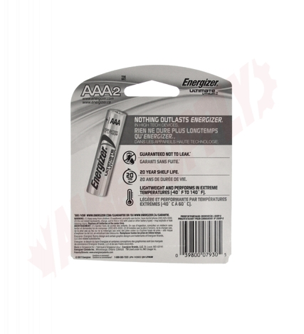 Photo 5 of L92BP-2 : Energizer Ultimate Lithium AAA Batteries, 2/Pack