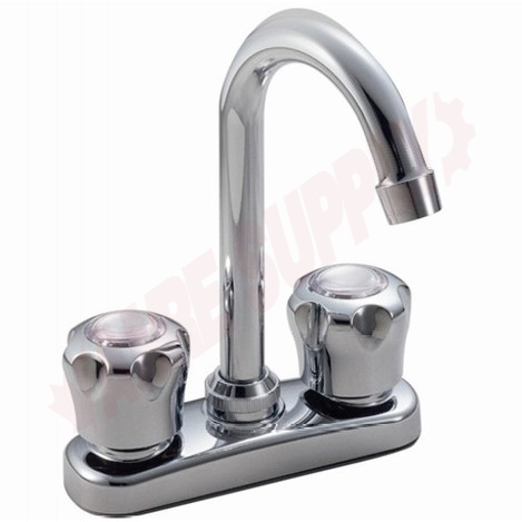 Photo 1 of 27W431LF : Waltec Two Handle Deck Faucet, Fluted Handles, Chrome