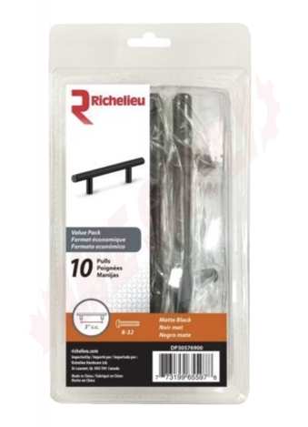 Photo 4 of DP30576900 : Richelieu 3 Contemporary Steel Handle Pull, Matte Black, 10/Pack