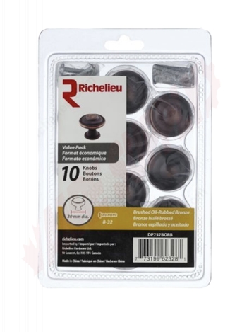 Photo 4 of DP757BORB : Richelieu Traditional Metal Knobs, Brushed Oil Rubbed Bronze, 10/Pack