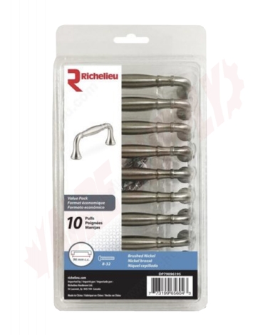 Photo 3 of DP79096195 : Richelieu Traditional Metal Handle Pulls, Brushed Nickel, 10/Pack