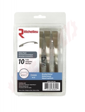 Photo 3 of DP82196195 : Richelieu Contemporary Metal Handle Pulls, Brushed Nickel, 10/Pack