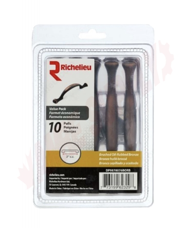 Photo 4 of DP9878076BORB : Richelieu Traditional Metal Handle Pull, Brushed Oil Rubbed Bronze, 10/Pack