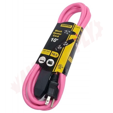 Photo 1 of P01101PK : Shopro Block Heater Cord, 3 Outlets, Pink, 10 ft.