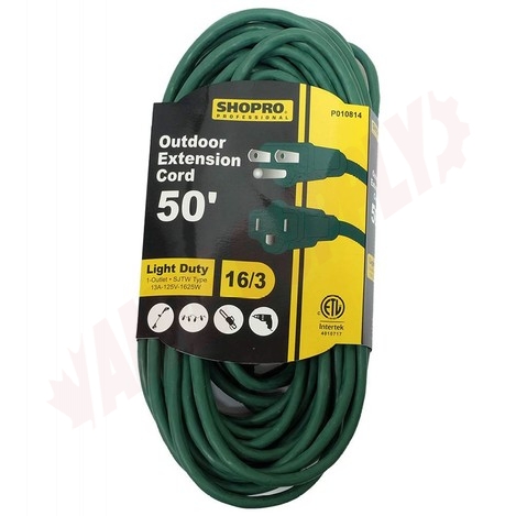 Photo 1 of P010814 : Shopro Outdoor Extension Cord, 1 Outlet, Green, 50 ft.