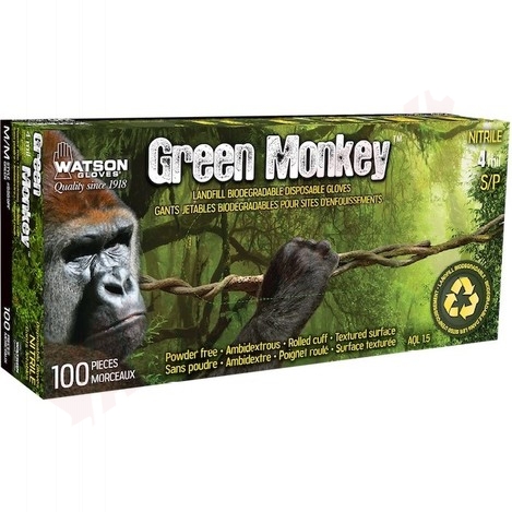 Photo 3 of 5559PF-L : Watson Green Monkey Nitrile Powder Free Gloves, Large, 4mil, 100/Box