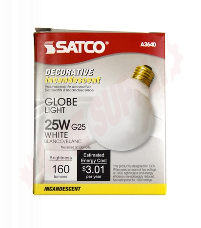 Photo 3 of 25G25WH : 25W G25 Incandescent Globe Lamp, White