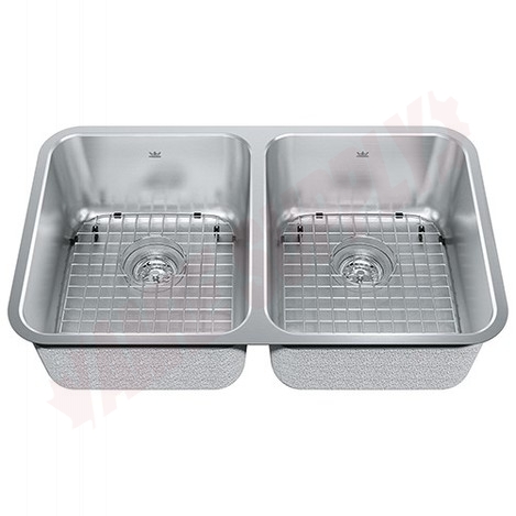 Photo 1 of KSD2UA-9D : Kindred Collection Undermount Kitchen Sink, 2 Bowls, Stainless Steel, with Grids