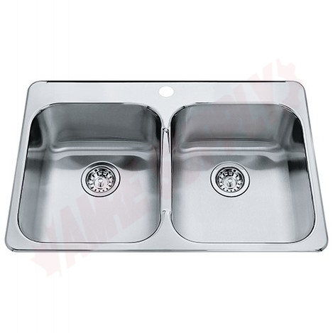 Photo 1 of QDL2031-8-1 : Kindred Steel Queen Drop-In Kitchen Sink, 2 Bowls, 1 Hole, Stainless Steel