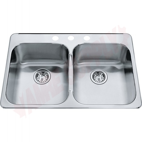 Photo 1 of QDL2031-8-3 : Kindred Steel Queen Drop-In Kitchen Sink, 2 Bowls, 3 Holes, Stainless Steel