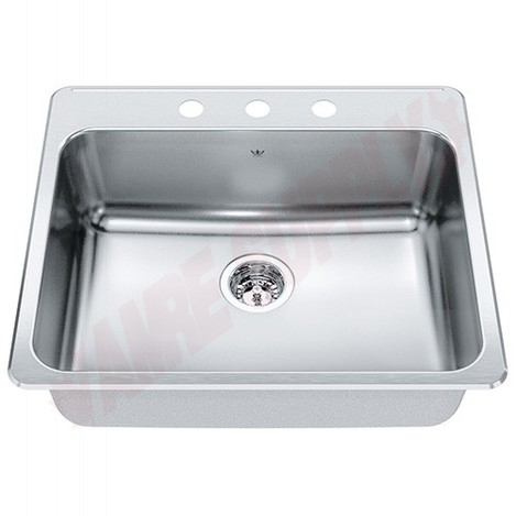 Photo 1 of QSLA2225-8-3 : Kindred Steel Queen Drop-In Kitchen Sink, 1 Bowl, 3 Holes, Stainless Steel