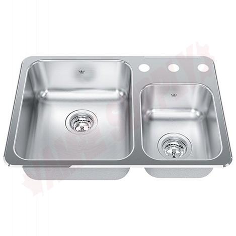 Photo 1 of QCMA1826-7-3 : Kindred Steel Queen Drop-In Kitchen Sink, 2 Bowls, 3 Holes, Stainless Steel