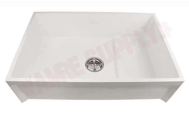 Photo 2 of PFMB3624S : ProFlo Mop Sink Basin, Stainless Steel Drain, White, 24 x 36