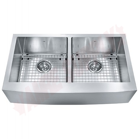 Photo 1 of KCFD36B-9-10BG : Kindred Designer Apron Kitchen Sink, 2 Bowls, Stainless Steel, with Grids