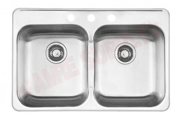 Photo 1 of QDL2031-7-3 : Kindred Steel Queen Drop-In Kitchen Sink, 2 Bowls, 3 Holes, Stainless Steel