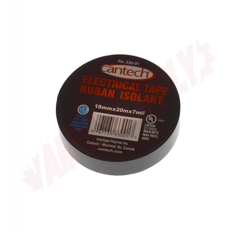 Photo 2 of 330-01 : Cantech Vinyl Electrical Tape, 11/16 x 66', Black